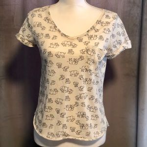 Elephant Print V-Neck Top